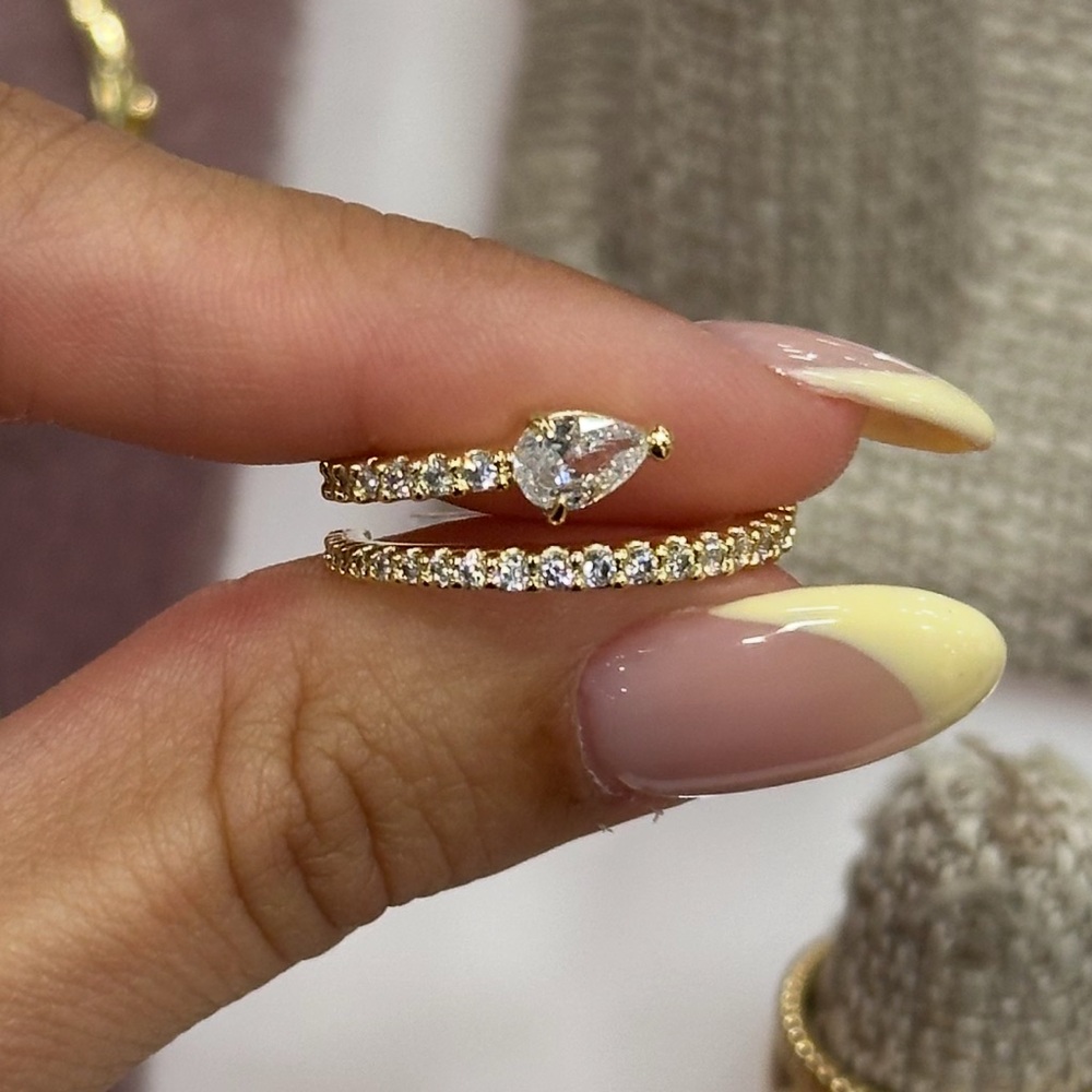 18K Gold Filled Pavé Lab Grown Diamond Ring Size 6